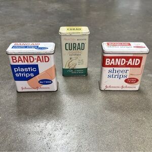 Vintage Band-Aid & Curad Tin Lot (3)